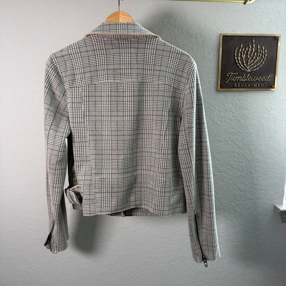BLANKNYC Plaid Moto Jacket Women's Size Medium Asymmetrical Zip Lined Blazer - Picture 8 of 10